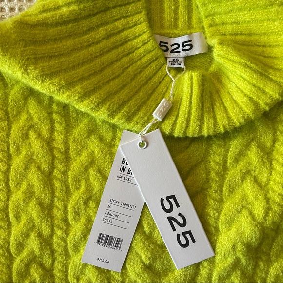 NWT 525 America Rhia Lime Cable Knit Sweater - Picture 5 of 6
